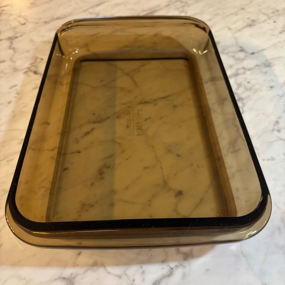 Vintage Pyrex Fireside Amber Glass Baking Dish 3L Rectangular Roaster 233-N UK